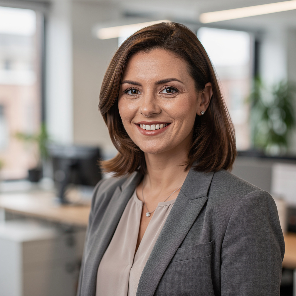 Portrait of a marketing lead smiling in an office